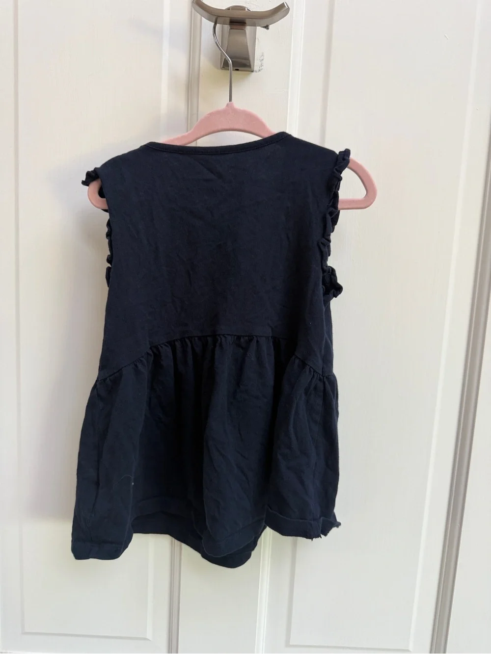 Baby GAP Girls 4 Navy Blue Ruffle Sleeve Tunic Short Sleeve Top Blouse Shirt